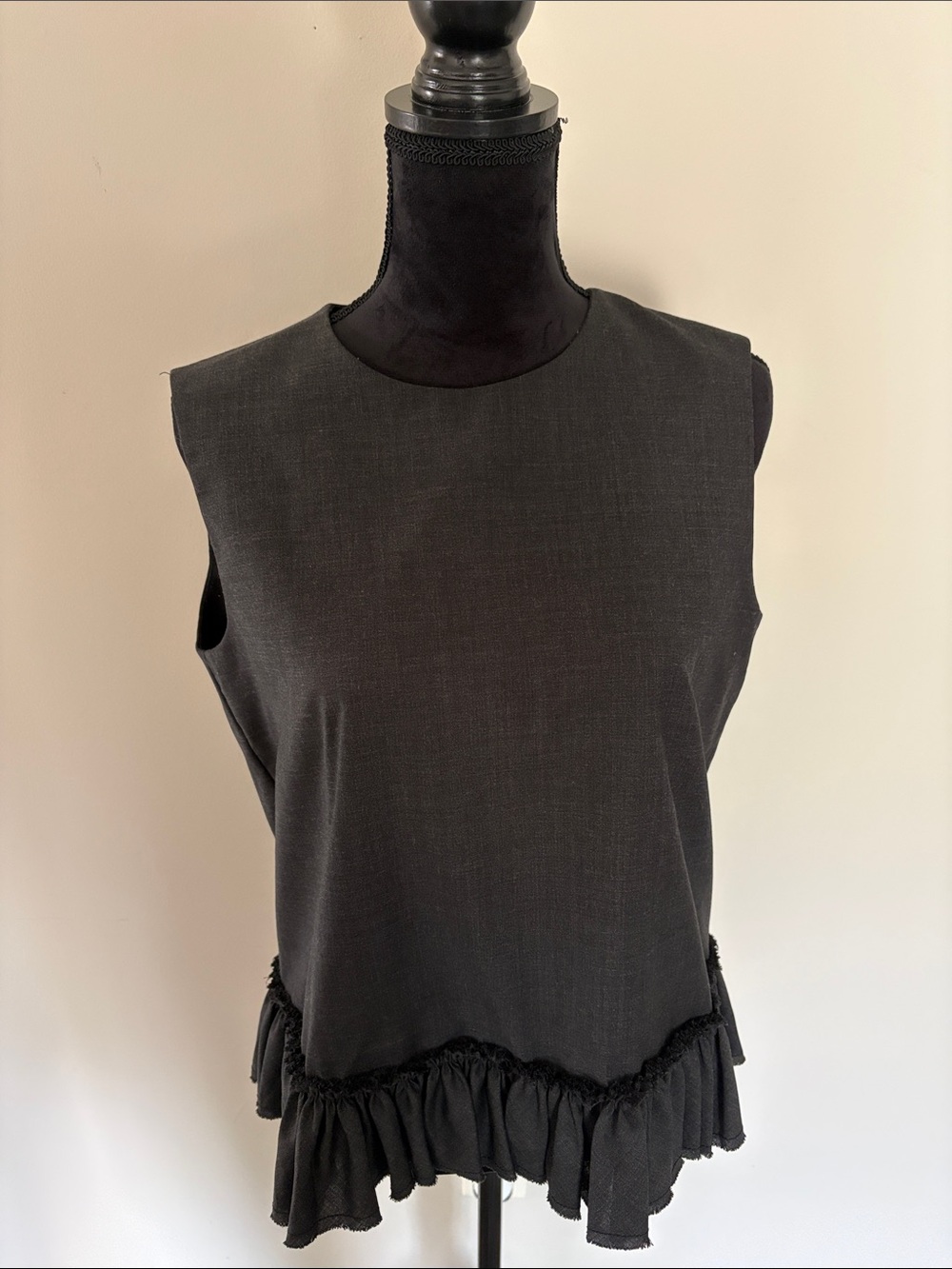 COS Black Sleeveless Ruffle-Hem Tank